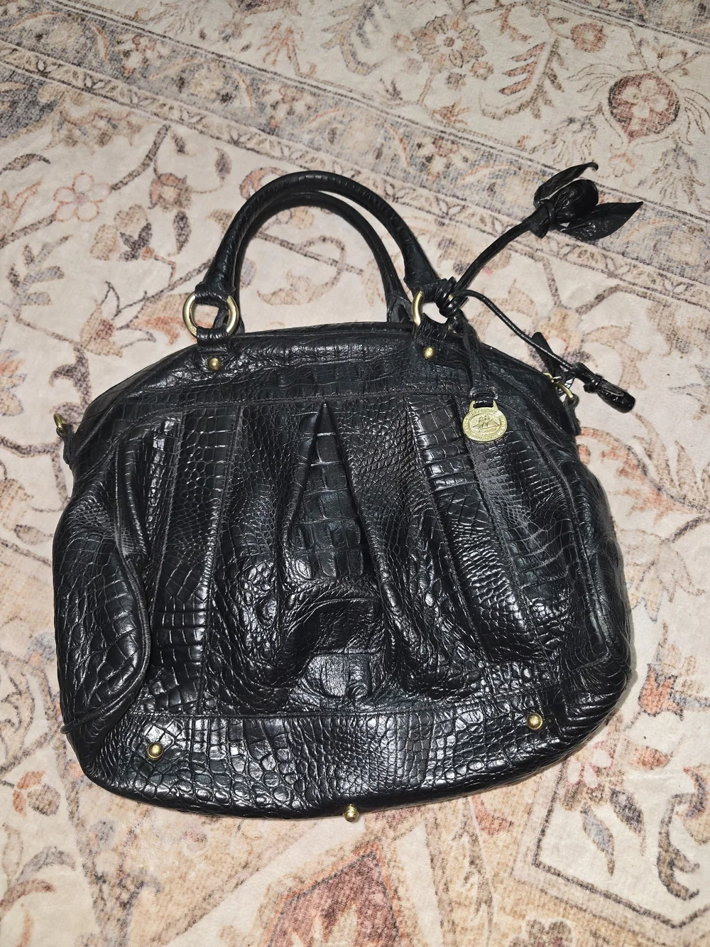 Brahmin Louise Rose Croc-Embossed Leather Satchel Handbag